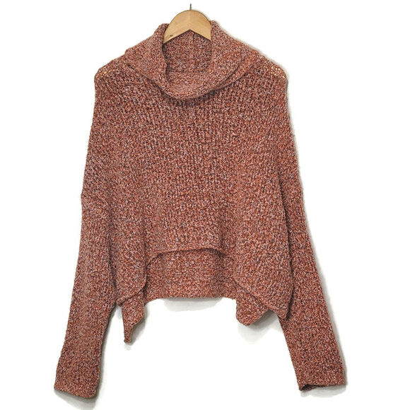 Free People Cowl Neck Knit Sweater Oversized Relaxed Fit Casual Boho Red Pink S - Picture 16 of 16